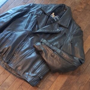 Men's Black Leather Biker Motorcycle Jacket